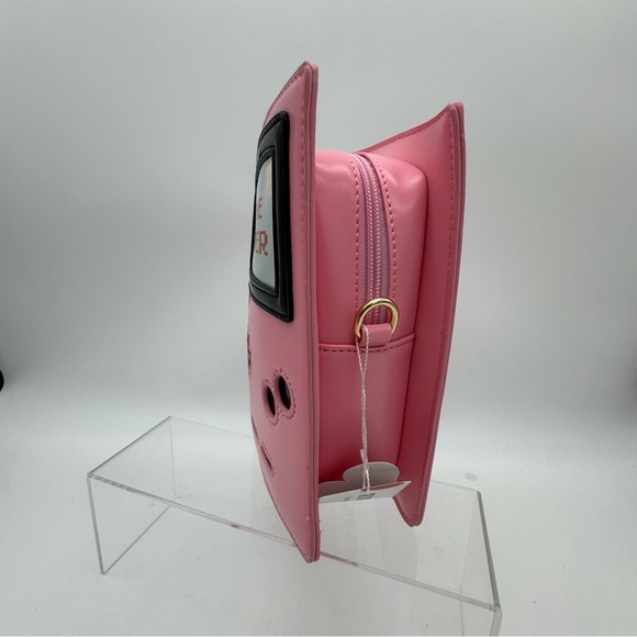 Retro 8-Bit Gamer Handbag Pink With Long Gold Color Chain Gameboy Style Purse - Picture 2 of 10